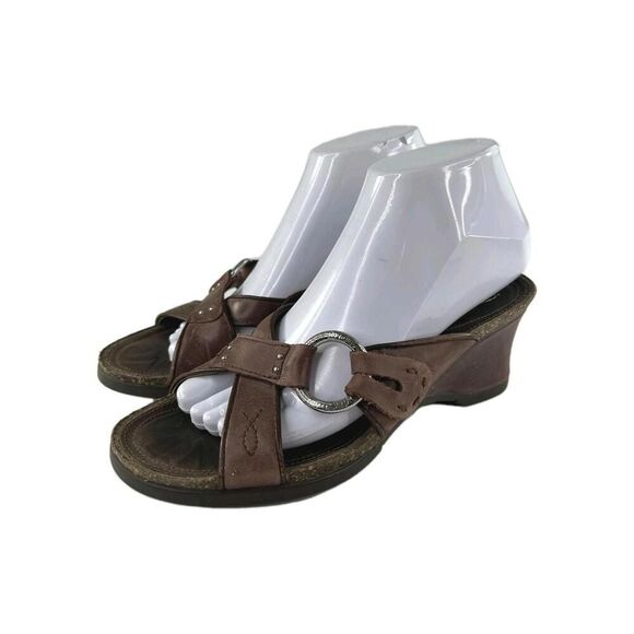 Ariat Women's Ember Wedge Slide Brown Open Toe US 7 B Harness Mule Sandals - Picture 1 of 10